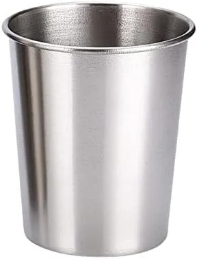 Stainless steel wine glass single layer beer mug portable roll edge water glass 5PCS(I118 SS201 180ml)