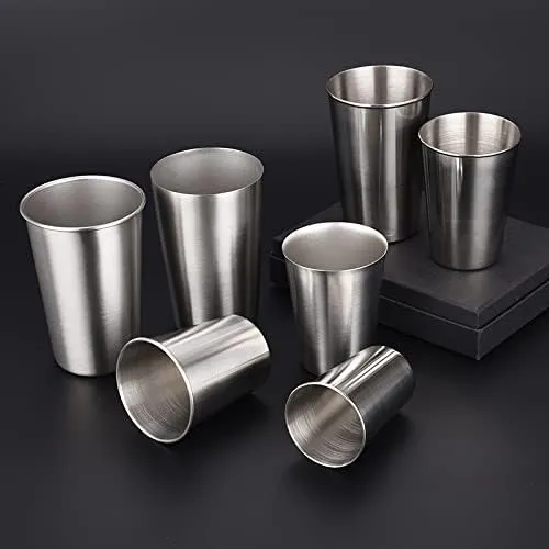 Stainless steel wine glass single layer beer mug portable roll edge water glass 5PCS(I118 SS201 180ml)