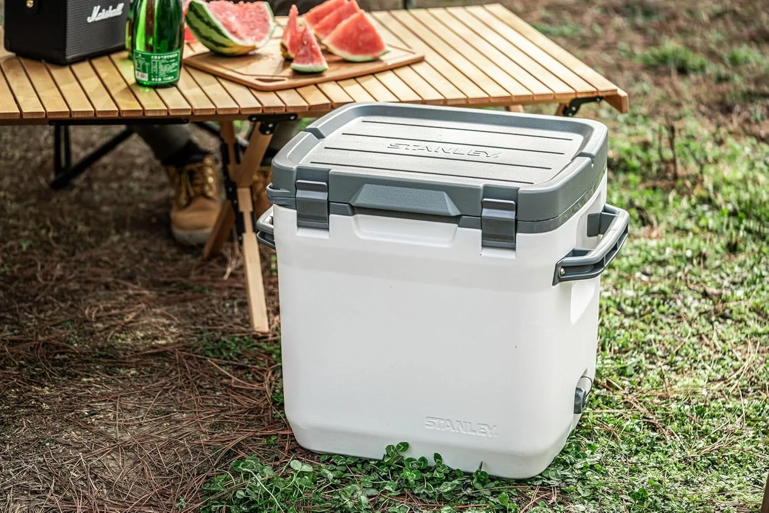 Stanley Adventure Outdoor Cooler 30 qt | Heavy Duty Outdoor Camping Cooler with Easy Carry Side Handles | 4 Days Cooling Ice Chest for 40 Cans | Flat Top Doubles as Seat | BPA-Free | Tigerlily Plum