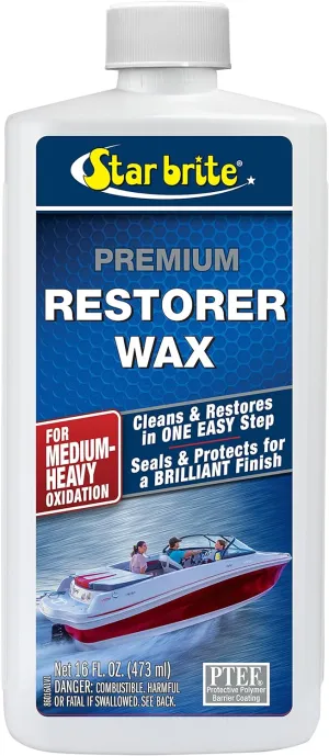 STAR BRITE Premium Restorer Wax - For Medium to Heavy Oxidation - Cleans & Restores in One Easy Step - Seals & Protects for a Brilliant Finish