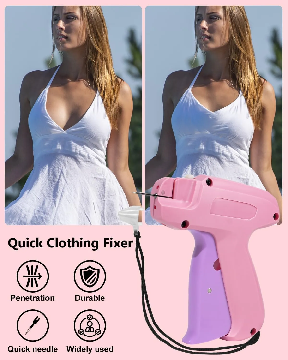 Stitch Gun for Clothes,Stitch Gun Quick Clothing Fixer, Tagging Gun for Clothing,Sewing Kit-Includes 6 Needle,1500 Black Fasteners&1500 White Fasteners(0.18inch) Purple