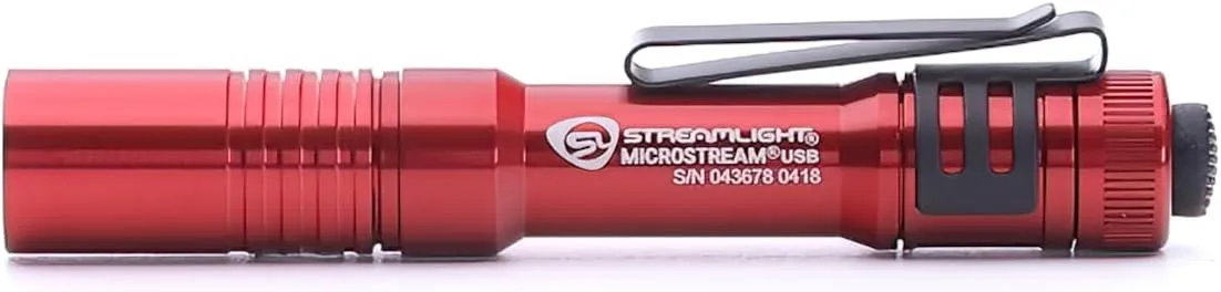 Streamlight 66605 MicroStream 250-Lumen EDC Ultra-Compact Flashlight with USB Rechargeable Battery, Box, Red