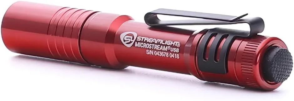Streamlight 66605 MicroStream 250-Lumen EDC Ultra-Compact Flashlight with USB Rechargeable Battery, Box, Red