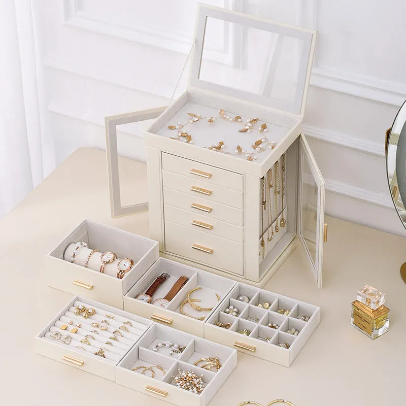 style large capacity jewelry box multi-layer necklace earrings earrings rings watch jewelry storage