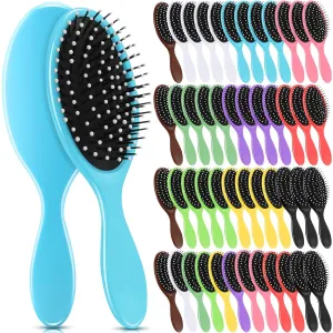 Suclain 50 Pieces Hair Brushes for Women Travel Detangling Brush Soft Bristles with Cushion Base Drying Detangler Small Hair Brushes for Women, 10 Colors