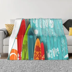 Summer Surf 60"X50" Flannel Blanket - 100% Soft Polyester, Lightweight and Warm, Suitable for Families, Camping, Travel