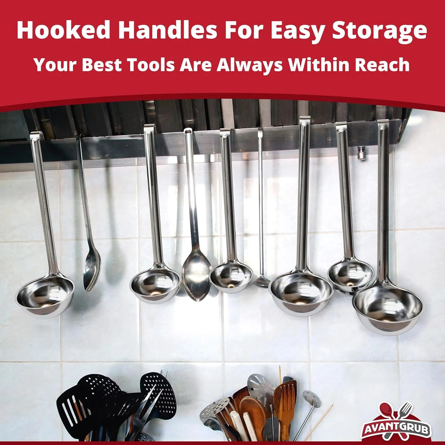 Super Sturdy, Ergonomic 6 Oz. Soup Ladle 3 Pk. Stainless Steel Ladles with Long Handles. Best Kitchen Accessories for Stirring, Portioning and Serving Soups, Chili and Stew in Restaurants and at Home