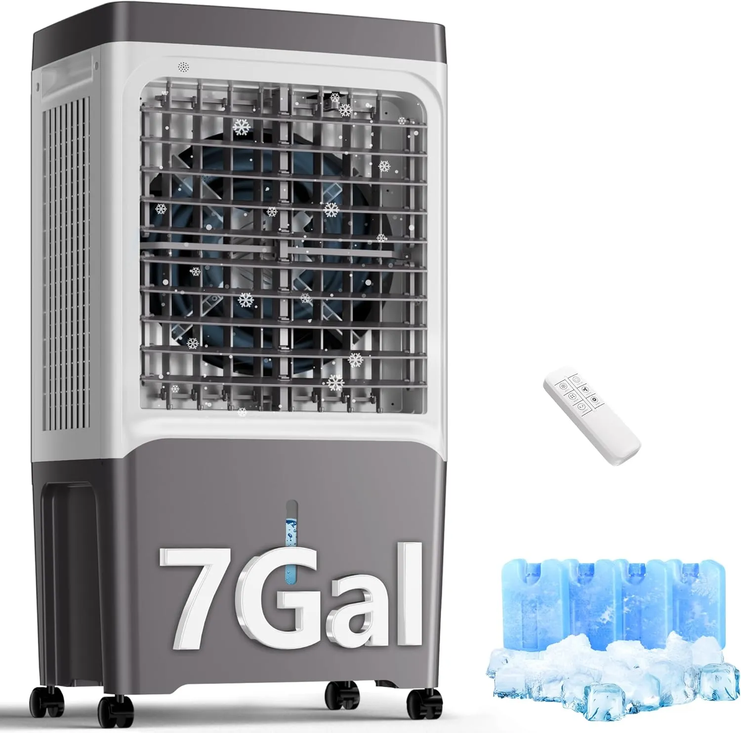 Swamp Cooler Air Conditioner, 2800 CFM Evaporative Air Cooler with Remote, 7 Gallon Water Tank, 12H Timer, 36INCH Portable Cooling Fan with 3 Speeds for Room, Garage