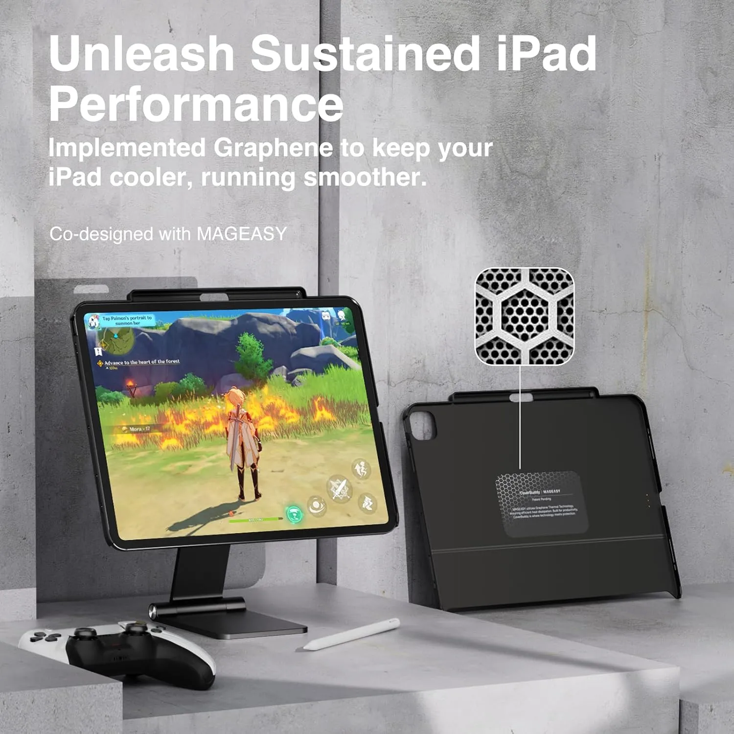 SWITCHEASY CoverBuddy for 2024 iPad Pro 11" M4 - Magic Keyboard Compatible Case for iPad Pro (M4), Enhanced Thickness & Heat Dissipation [Keyboard Not Included] - White (Leather)