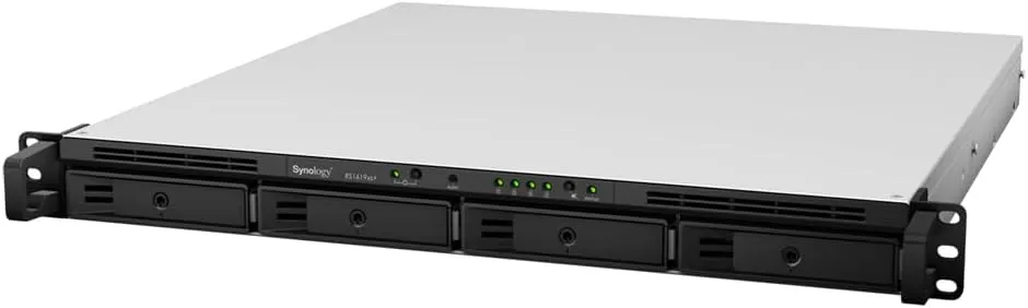 Synology RackStation RS1619xs  NAS Server with Xeon 2.2GHz CPU, 64GB Memory, 80TB HDD Storage, 2TB M.2 NVMe SSD, 4 x 1GbE LAN Ports, DSM Operating System Bundle with Rail kit