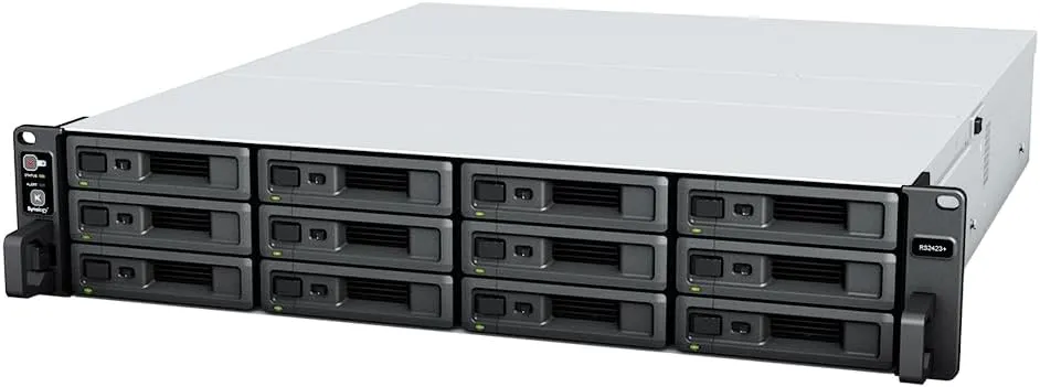 Synology RackStation RS2423  NAS Server with Ryzen 3.35GHz CPU, 32GB Memory, 96TB HDD Storage, 10GbE LAN Ports, DSM Operating System Bundle with Rail kit