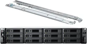 Synology RackStation RS2423  NAS Server with Ryzen 3.35GHz CPU, 32GB Memory, 96TB HDD Storage, 10GbE LAN Ports, DSM Operating System Bundle with Rail kit