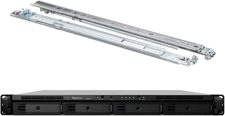 Synology RackStation RS820  Compact Rack Mount NAS Server Bundle with Rail Kit, Intel Atom C3538 Quad-Core, 18GB DDR4 RAM, 16TB SATA HDD, DSM Software