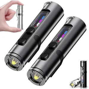 Taclite Mini – The Ultimate Everyday Micro Tool, Taclite Mini Rechargeable LED Magnetic Super Bright Tactical Flashlight Waterproof with Hat Clip, 3 Brightness (2*Black)
