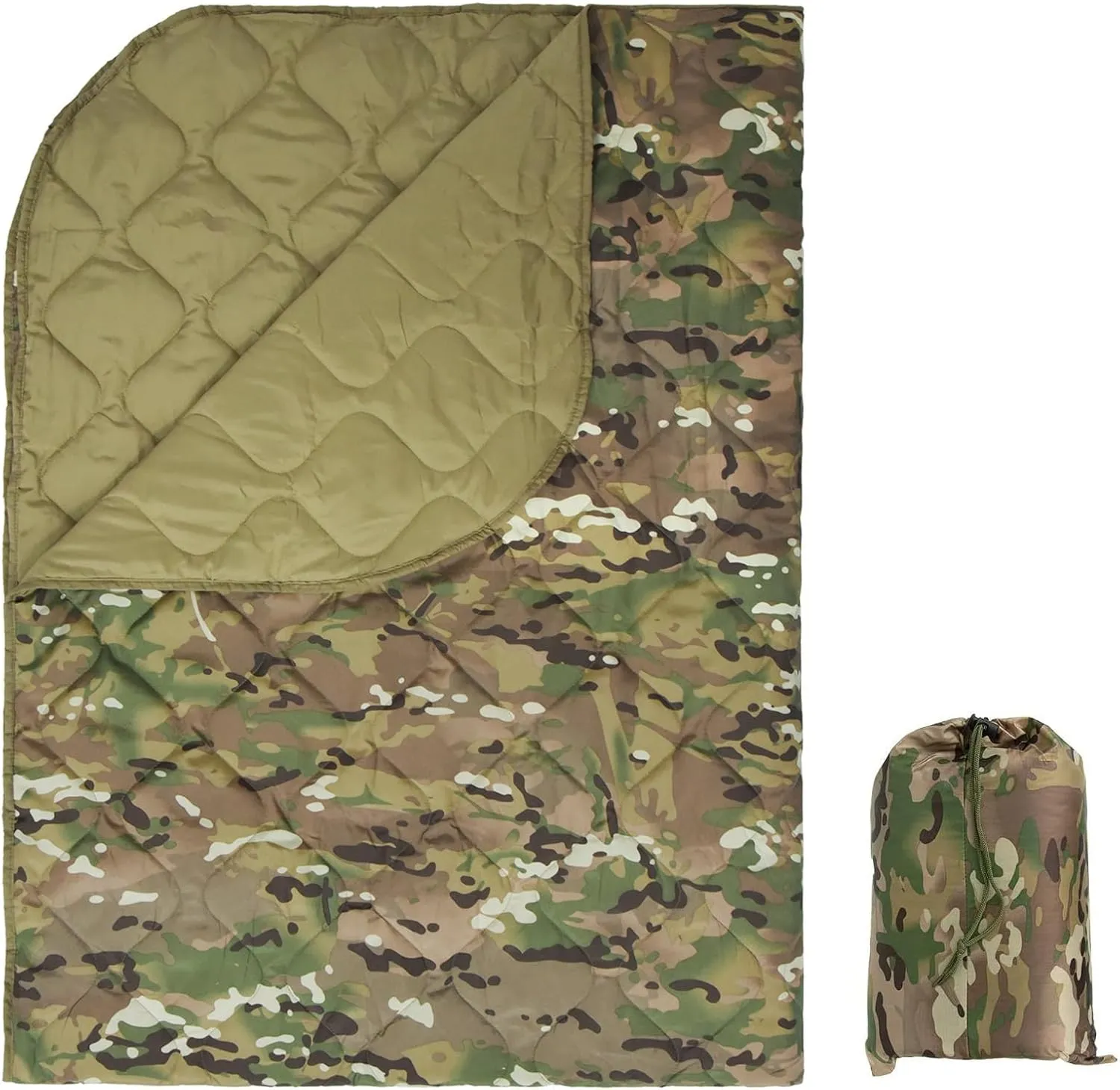 Tactical Military Camouflage Camping Blanket Supplies Packable Large Outdoor Travel Multifunctional Warm Quilt Cold Weather Lightweight Backpacking Quilt Ultralight Mat Waterproof Sleeping Pad-C