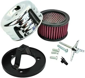 TC Bros. Chrome Louvered Air Cleaner Bendix Zenith & Keihin Butterfly Carbs