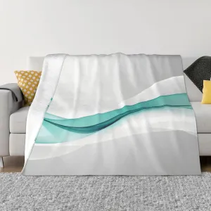 Teal Wave Abstract 60"X50" Flannel Blanket - 100% Soft Polyester, Lightweight and Warm, Suitable for Families, Camping, Travel