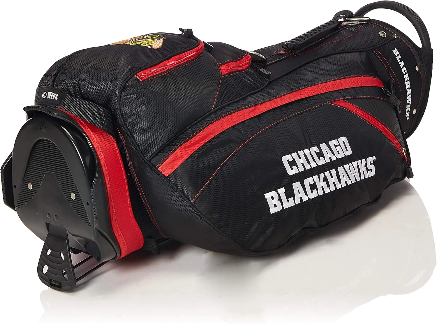 Team Golf NHL Lightweight, 14-Way Top, Spring Action Stand, Insulated Cooler Pocket, Padded Strap, Umbrella Holder & Removable Rain Hood