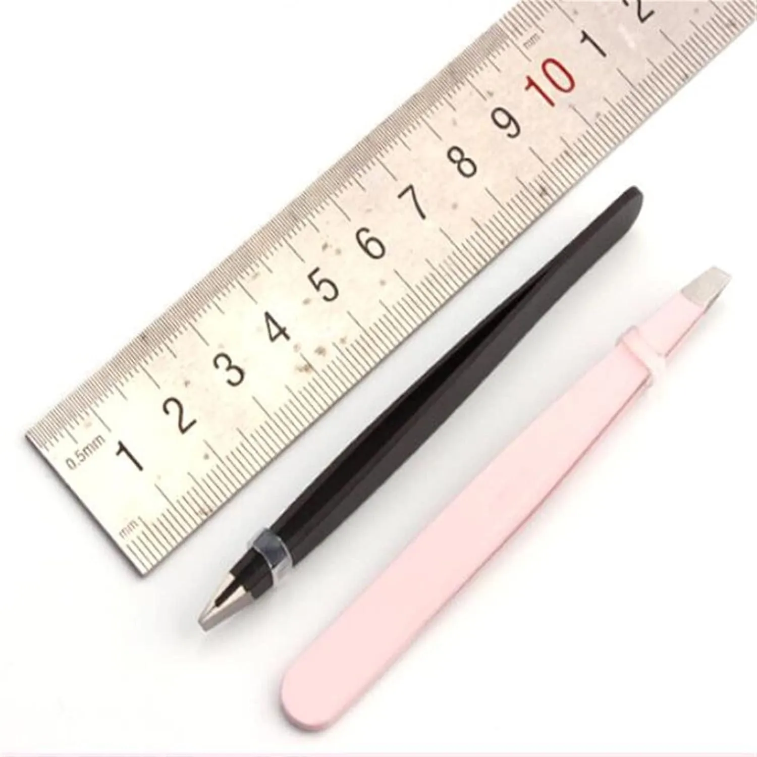 TEMKIN Tweezers Black Eyebrow Tweezers Hair Care Diagonal Handle Stainless Steel Eyebrow Clip Makeup Tool (Color : Black) Tweezers (Color : Black)