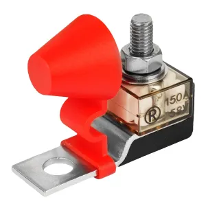 Terminal Fuse Block 150Amp，58V DC Maximum, Single Stud 5/16" (M8) Compact MRBF Marine Rated Battery Fuse