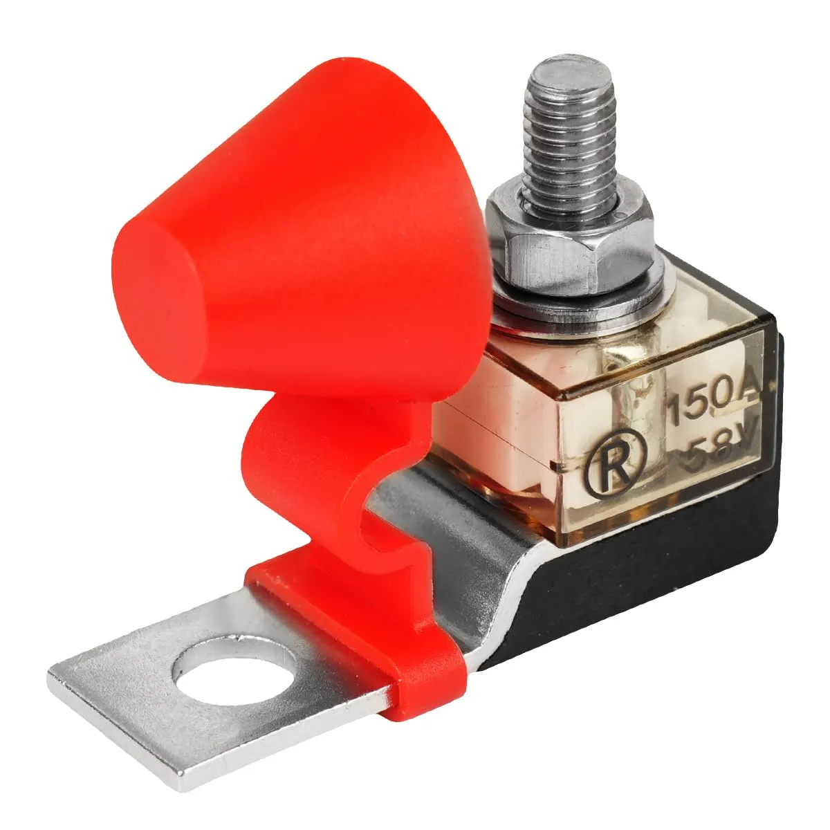 Terminal Fuse Block 150Amp，58V DC Maximum, Single Stud 5/16" (M8) Compact MRBF Marine Rated Battery Fuse