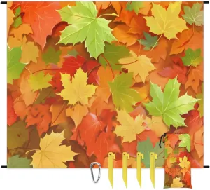 Thanksgiving Beach Blanket, Sandproof Beach Mat, 68 x 59 Waterproof Quick Drying Sand Free Mat with 4 x Ground Spikes for Outdoor Travel Camping Hiking, Fall Maple Leaf