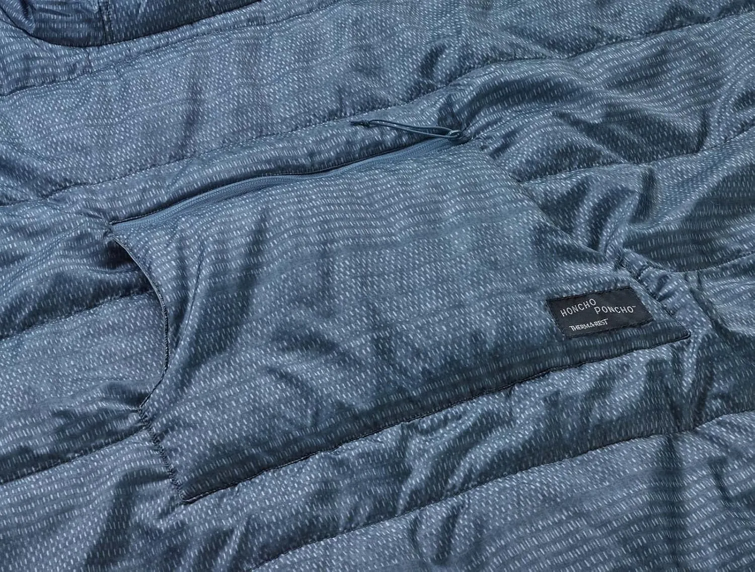 Therm-a-Rest Honcho Poncho Wearable Hoodie Blanket, Blue Woven Print