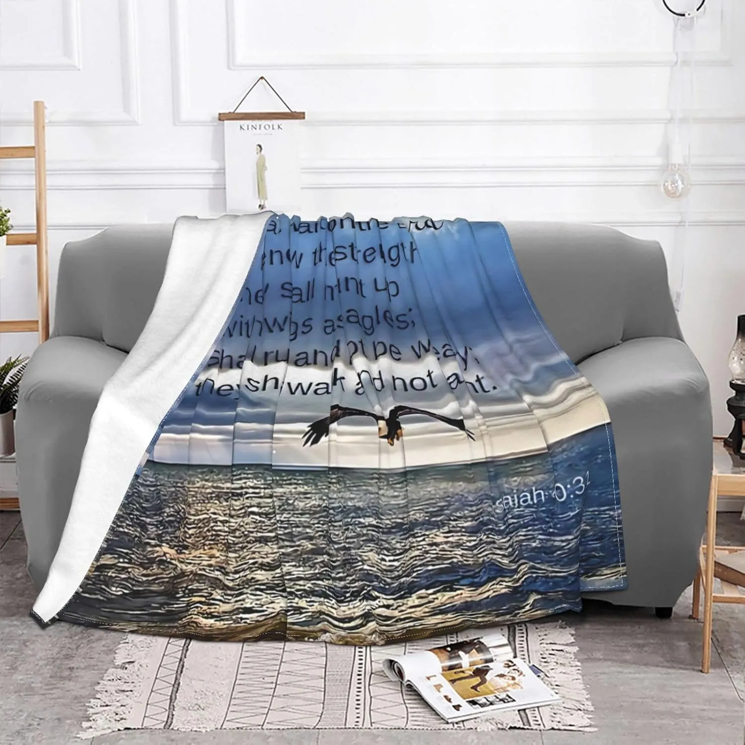 They That Wait Upon The Lord 60"X50" Flannel Blanket - 100% Soft Polyester, Lightweight and Warm, Suitable for Families, Camping, Travel