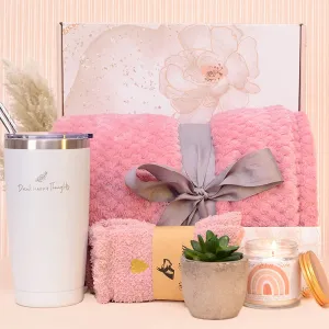 Thinking of you Feel Better Self Care Sympathy Gifts Box with Blanket Coffee Tumbler for Women Friends