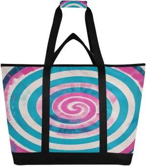 Tie Dye Reusable Insulated Lunchbox Cooler Bag, Leakproof Kitchen Grocery Bag Collapsible Portable Cooler Tote Bag for Picnic, Camping, Office, Travel