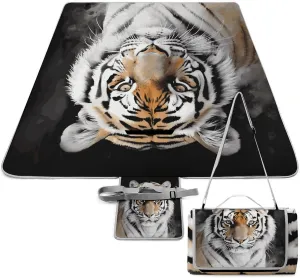 Tiger Picnic Blanket Outdoor, Oversized Beach Blanket, Foldable Lightweight Waterproof Sand Cushion Suitable for Beaches, Camping Grasslands Mat