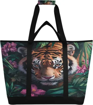 Tiger Reusable Insulated Cooler Bag with Ice Pack Compartment - Large 47L Waterproof Thermal Grocery Tote for Picnic Beach Camping Lunch Storage