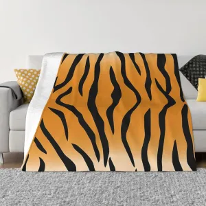Tiger Stripes 80"X60" Flannel Blanket - 100% Soft Polyester, Lightweight and Warm, Suitable for Families, Camping, Travel