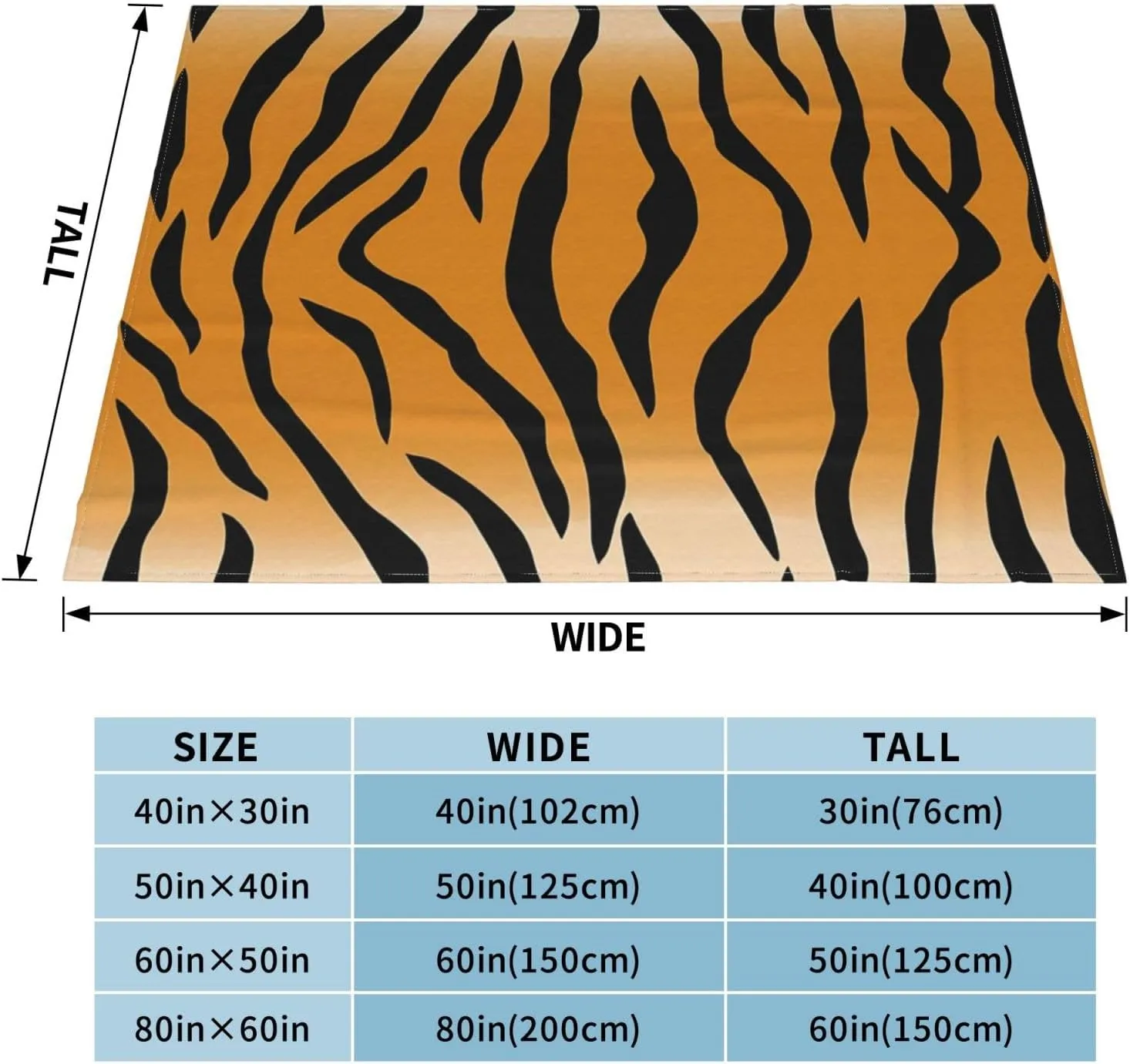 Tiger Stripes 80"X60" Flannel Blanket - 100% Soft Polyester, Lightweight and Warm, Suitable for Families, Camping, Travel