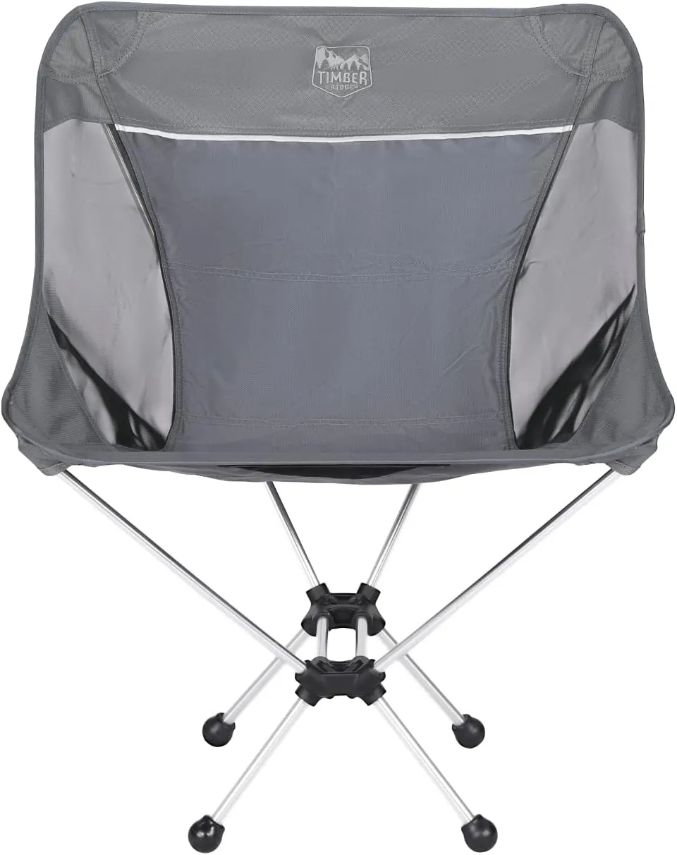 Timber Ridge Lightweight Highback Compact Folding Chair - Portable Comfort for Day Hikes, Beach Trips, & Camping, 300 lbs Support