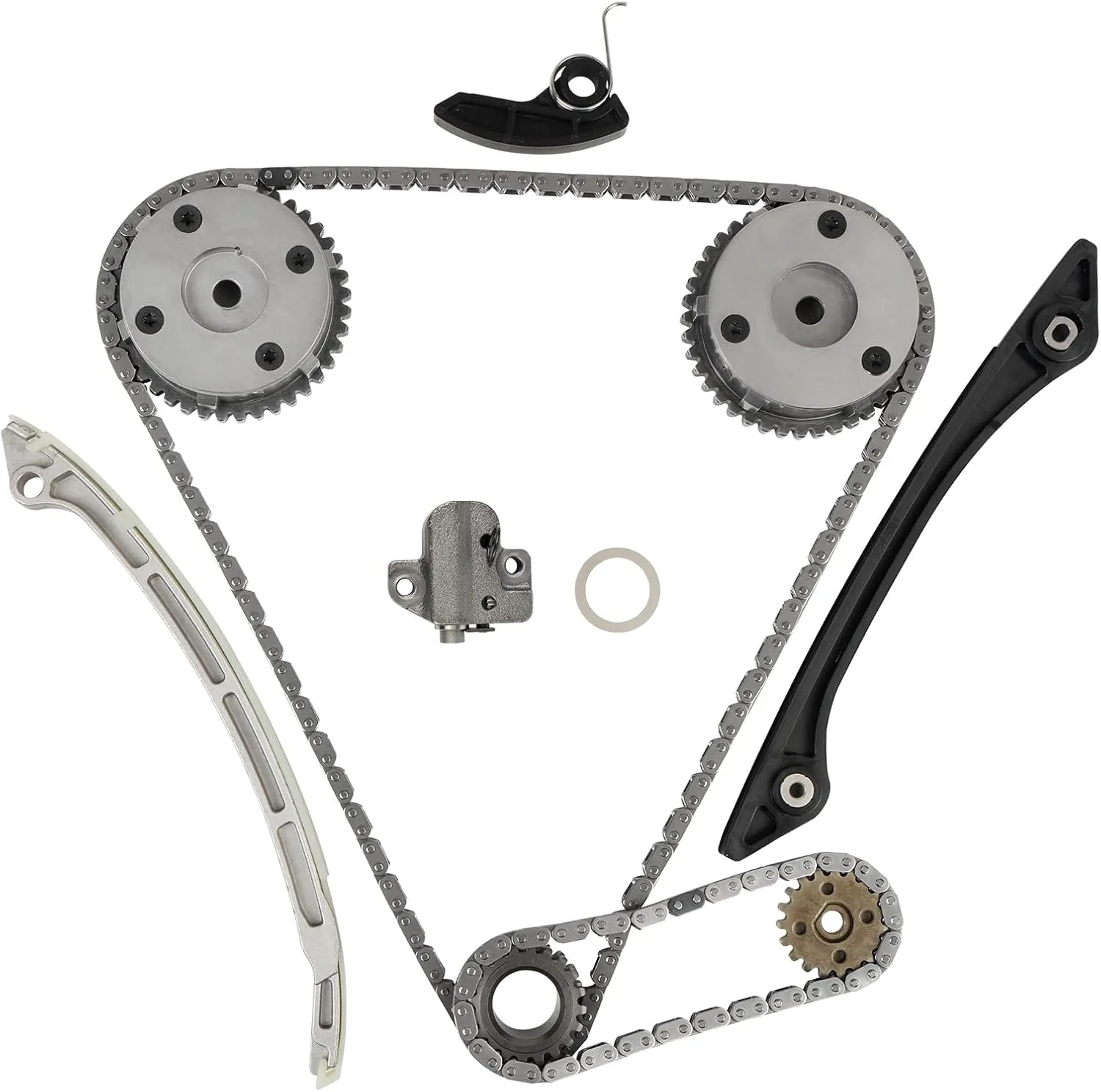 Timing Chain Kit 2 VVT & Oil Pump Chain Compatible With Land Rover Range Rover, Evoque, Freelander, Discovery 2.0L Replace For CJ5E6C525AD CJ5E6C524AD CJ5E6K255AB CJ5E6K297AB