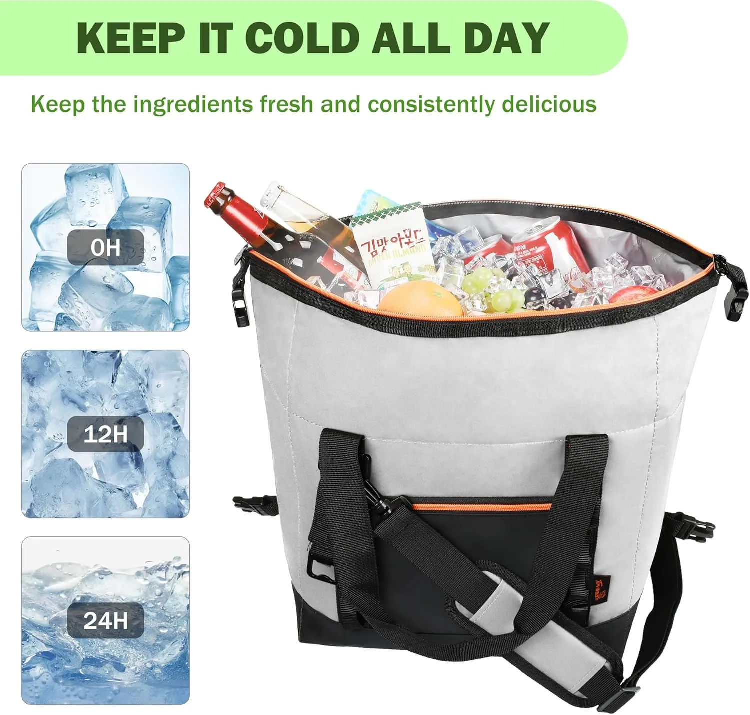 Tirrinia Insulated Soft Cooler Bag- 30 cans Leakproof Camping Ice Chest Box with Bottle Opener, Portable Cooler Box for Lunch, Picnic, Drink, Travel, Fishing