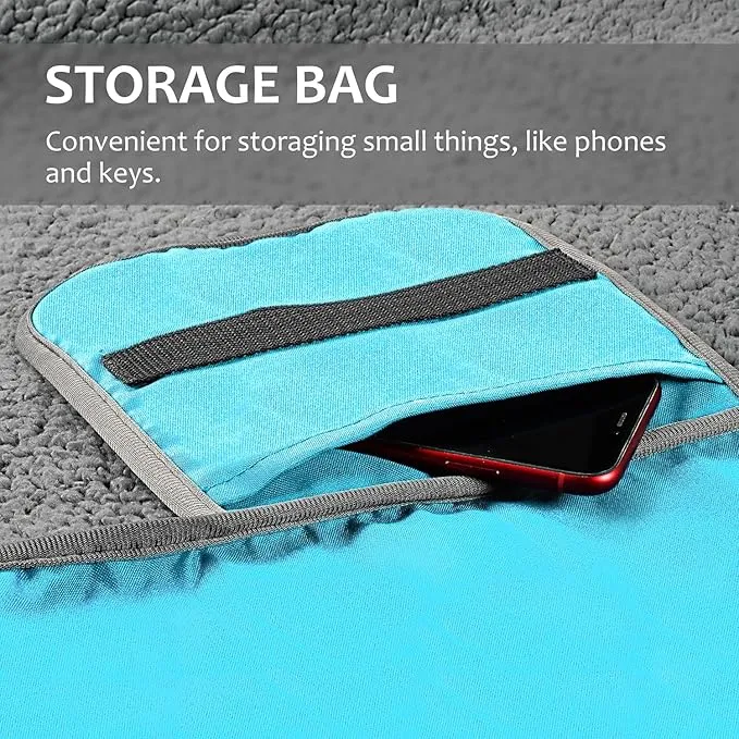 Tirrinia Outdoors Waterproof Throw Blanket, 51”x 59” Sherpa Fleece Stadium Windproof Mat for Boat, Traveling, Camping, Hiking, Football - Machine Washable, Aqua Grey
