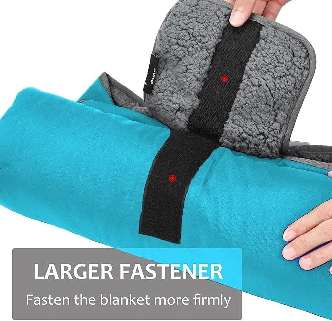 Tirrinia Outdoors Waterproof Throw Blanket, 51”x 59” Sherpa Fleece Stadium Windproof Mat for Boat, Traveling, Camping, Hiking, Football - Machine Washable, Aqua Grey