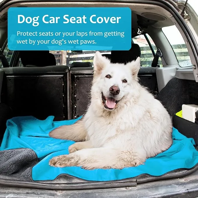 Tirrinia Outdoors Waterproof Throw Blanket, 51”x 59” Sherpa Fleece Stadium Windproof Mat for Boat, Traveling, Camping, Hiking, Football - Machine Washable, Aqua Grey
