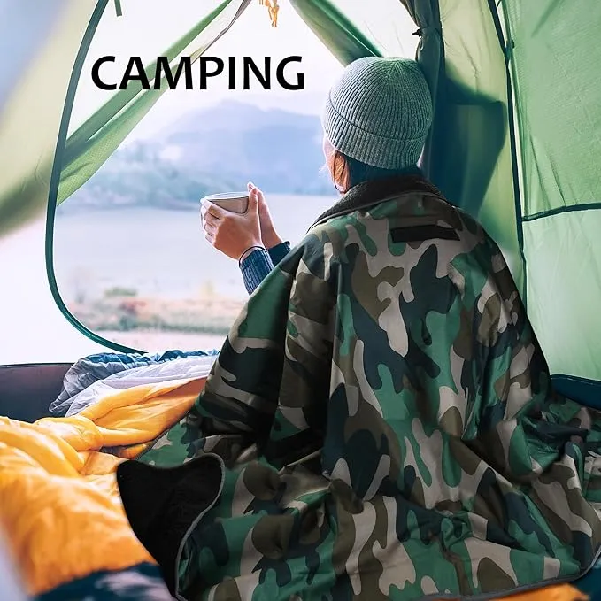 Tirrinia Outdoors Waterproof Throw Blanket, 51”x 59” Sherpa Fleece Stadium Windproof Mat for Boat, Traveling, Camping, Hiking, Football - Machine Washable