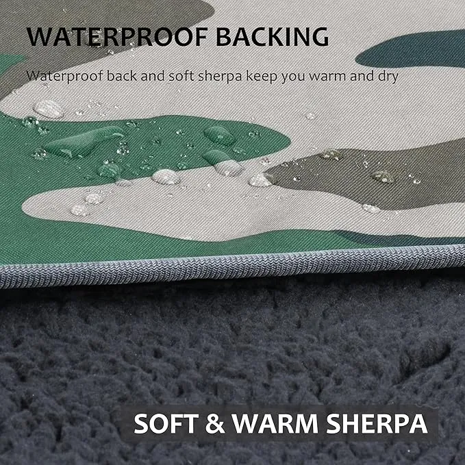 Tirrinia Outdoors Waterproof Throw Blanket, 51”x 59” Sherpa Fleece Stadium Windproof Mat for Boat, Traveling, Camping, Hiking, Football - Machine Washable