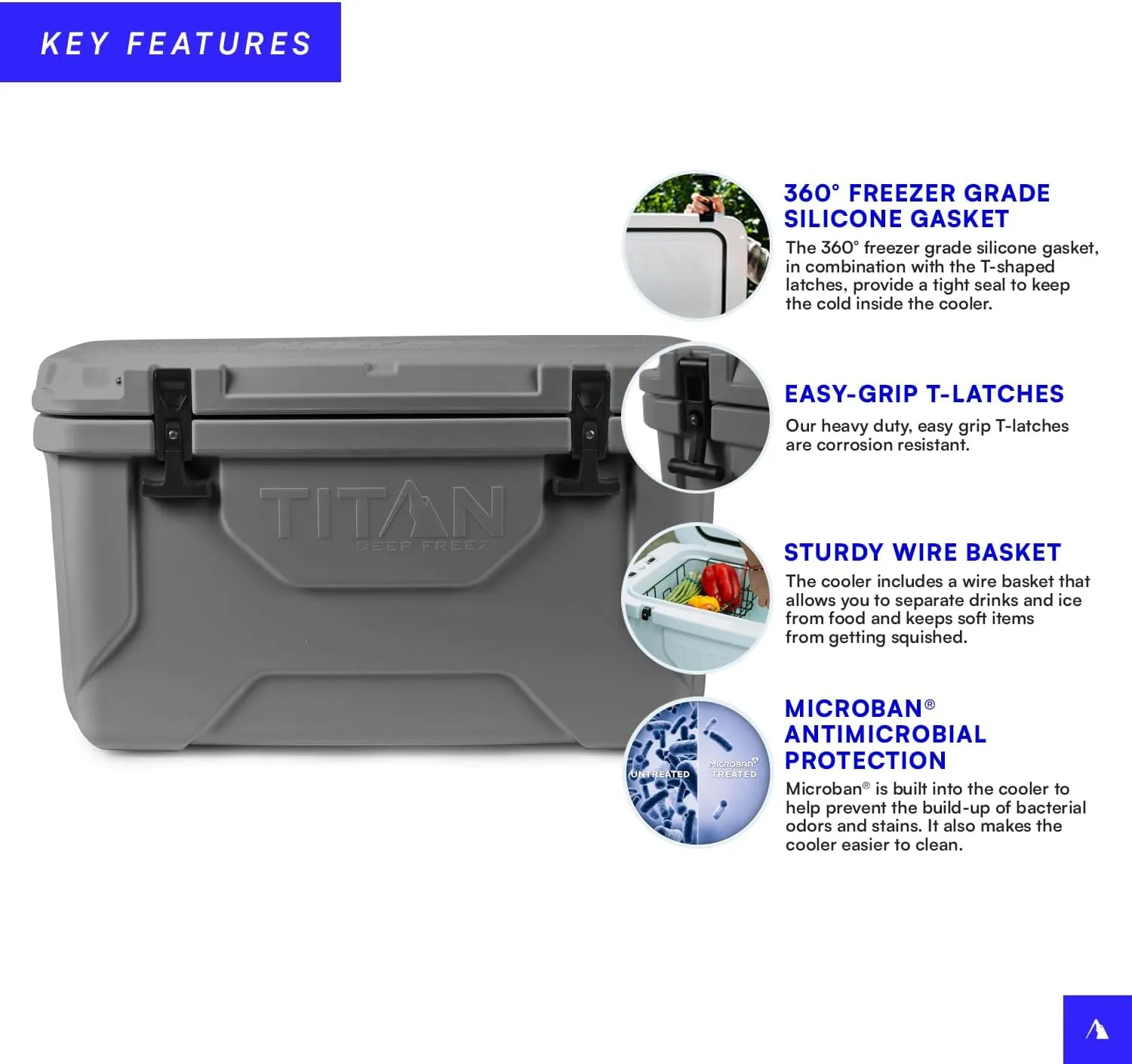 Titan Hard Ice Chest Cooler Roto Cooler with Microban Protection and Deep Freeze Insulation