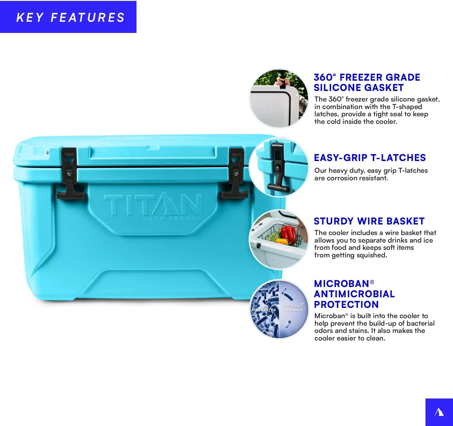 Titan Hard Ice Chest Cooler Roto Cooler with Microban Protection and Deep Freeze Insulation