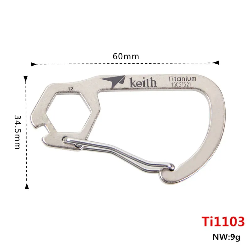 Titanium Carabiner Multi-Tool – High Strength EDC Hook with Bicycle Steel Wire Bayonet