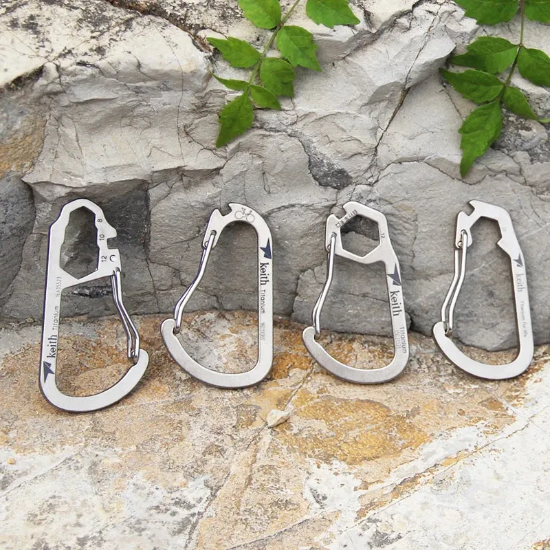 Titanium Carabiner Multi-Tool – High Strength EDC Hook with Bicycle Steel Wire Bayonet