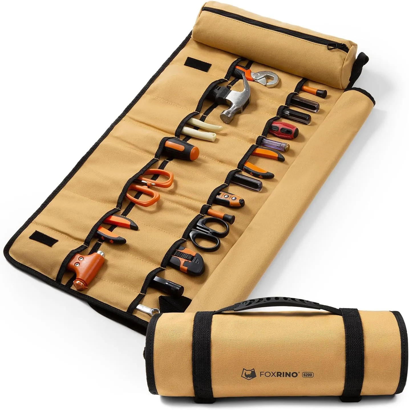 Tool Roll, Heavy Duty Tool Roll Bag Organizer, Roll Up Tool Pouch with 20   1 Pocket, Gifts for Men Father Dad Mechanic, Brown