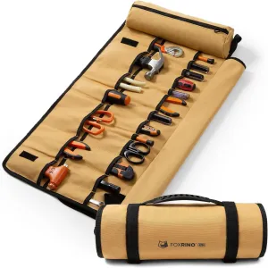 Tool Roll, Heavy Duty Tool Roll Bag Organizer, Roll Up Tool Pouch with 20   1 Pocket, Gifts for Men Father Dad Mechanic, Brown