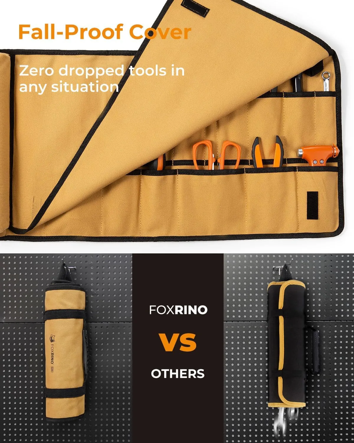 Tool Roll, Heavy Duty Tool Roll Bag Organizer, Roll Up Tool Pouch with 20   1 Pocket, Gifts for Men Father Dad Mechanic, Brown