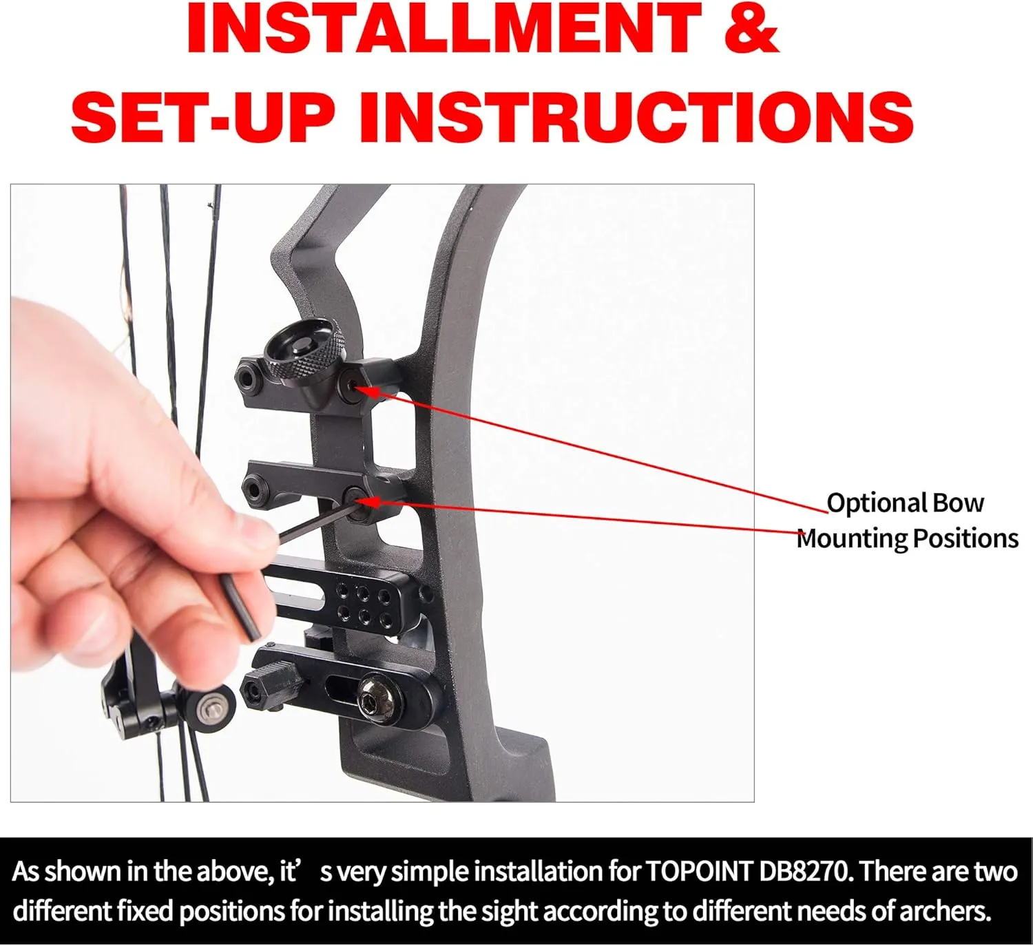 TOPOINT ARCHERY CNC Aluminum 5 Pins Or 7 Pins .019" Tool-Less Bow Sight with Micro Adjust Detachable Bracket LED Sight Light Left and Right Hand